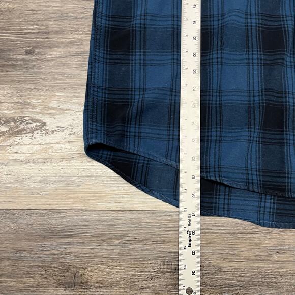 Duluth Trading Blue‎ Black Tartan Plaid Mens L Button Down Flannel Work Shirt - Picture 4 of 9